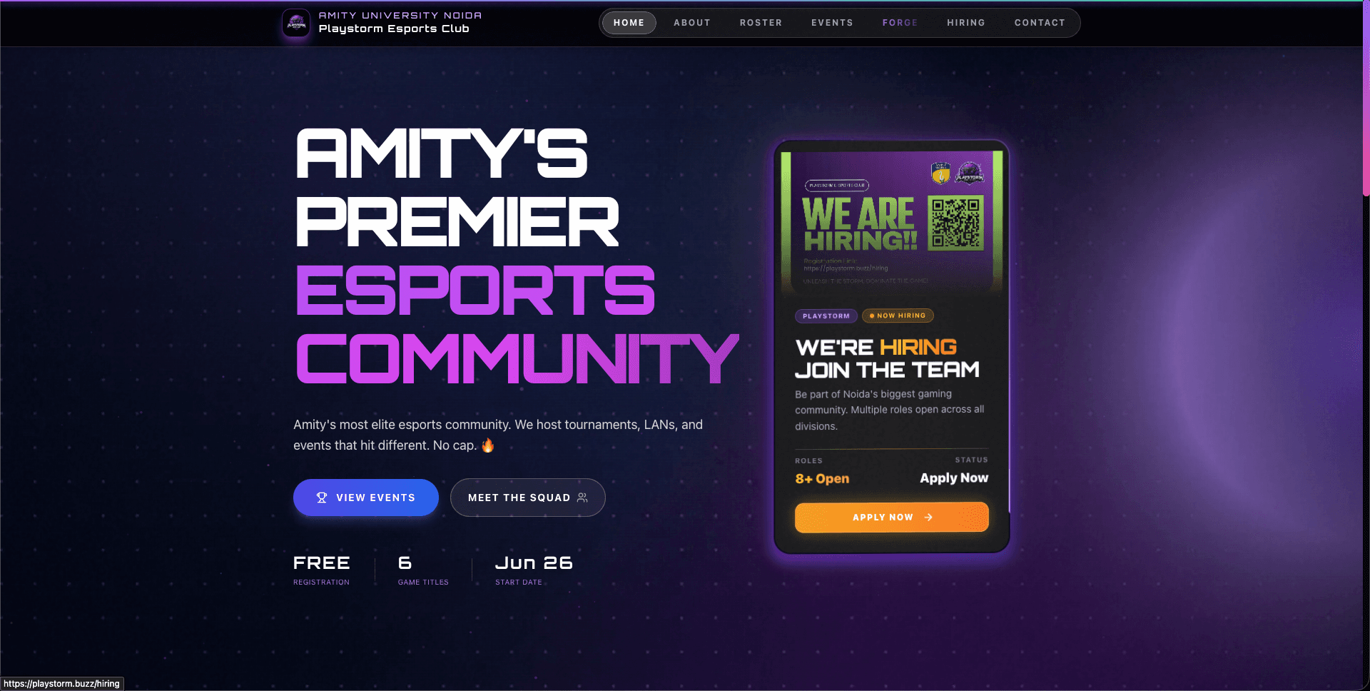 PlayStorm esports community website homepage