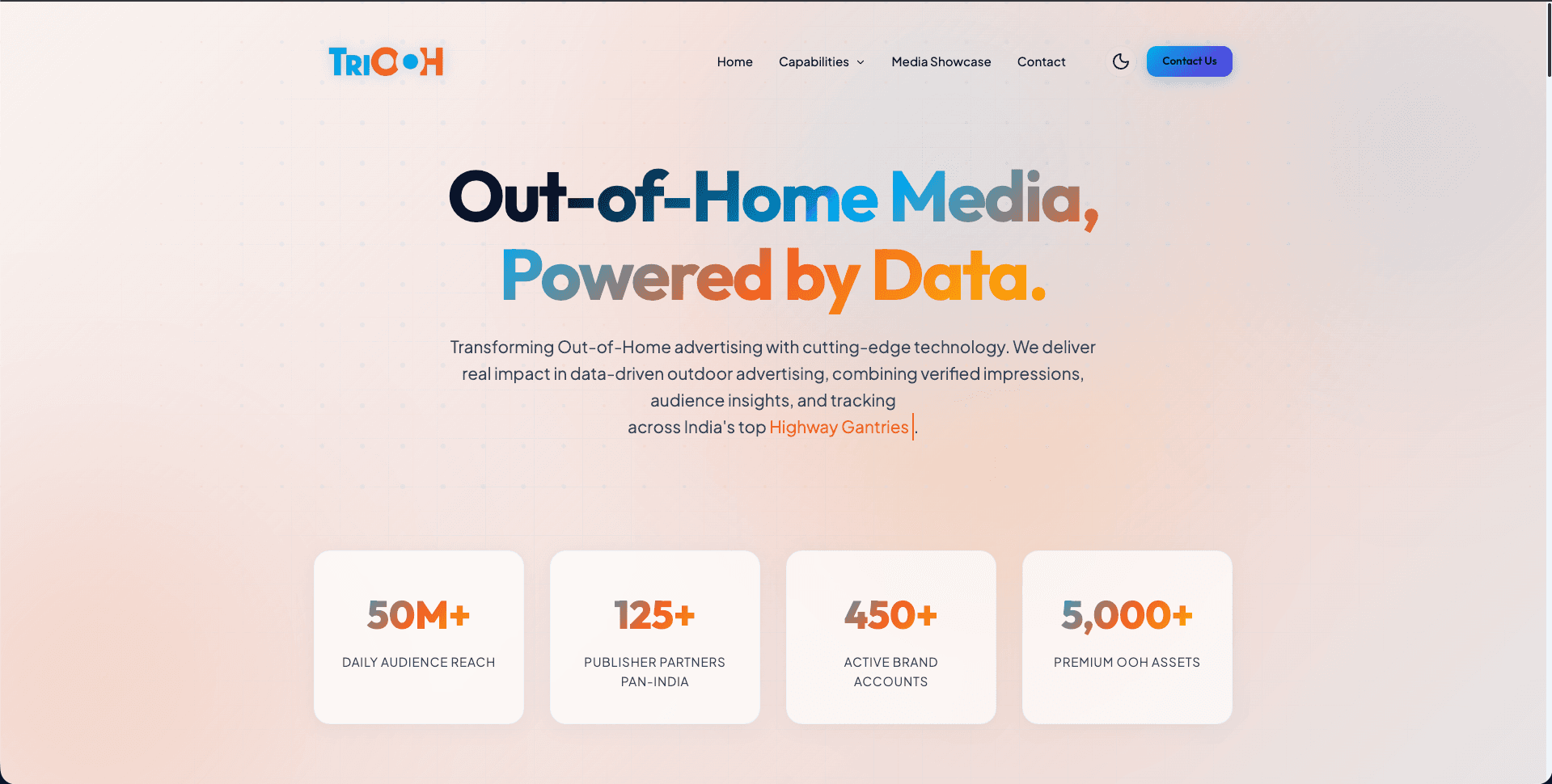 TRIOOH out-of-home media platform homepage